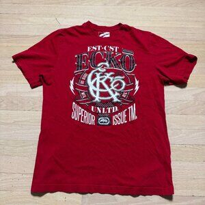 Vintage Ecko Unltd Red Graphic Tee EST CST Crest Superior Issue L Y2K